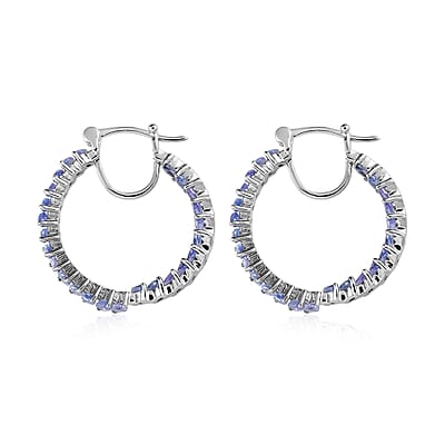 Karis Tanzanite Inside Out Hoop Earrings in Platinum Bond 3.50 ctw