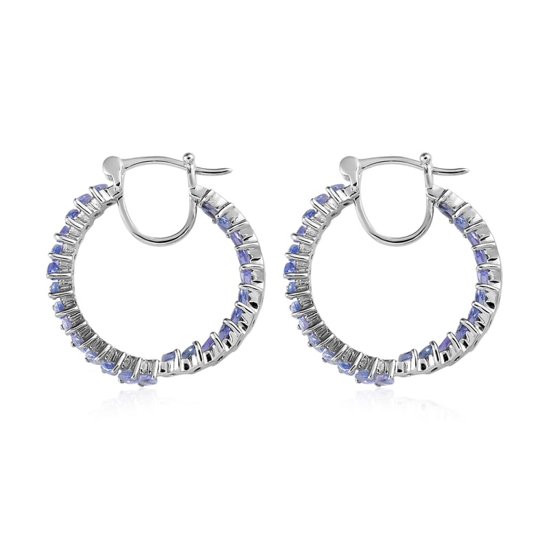 Karis Tanzanite Inside Out Hoop Earrings in Platinum Bond 3.50 ctw