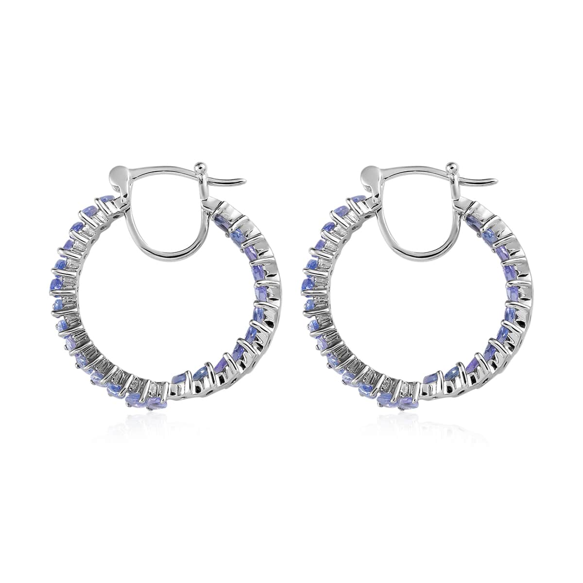 Karis Tanzanite Inside Out Hoop Earrings in Platinum Bond 3.50 ctw image number 3