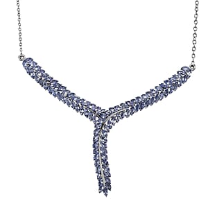 Karis Tanzanite Y-Shaped Necklace, 18 Inch Necklace in Platinum Bond, Tanzanite Jewelry, Gifts For Her 7.25 ctw