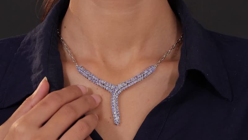 Karis Tanzanite Y-Shaped Necklace, 18 Inch Necklace in Platinum Bond, Tanzanite Jewelry, Gifts For Her 7.25 ctw