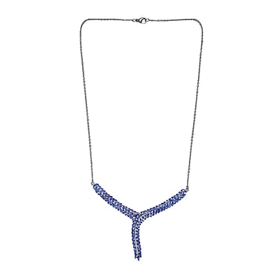 Karis Tanzanite Y-Shaped Necklace, 18 Inch Necklace in Platinum Bond, Tanzanite Jewelry, Gifts For Her 7.25 ctw
