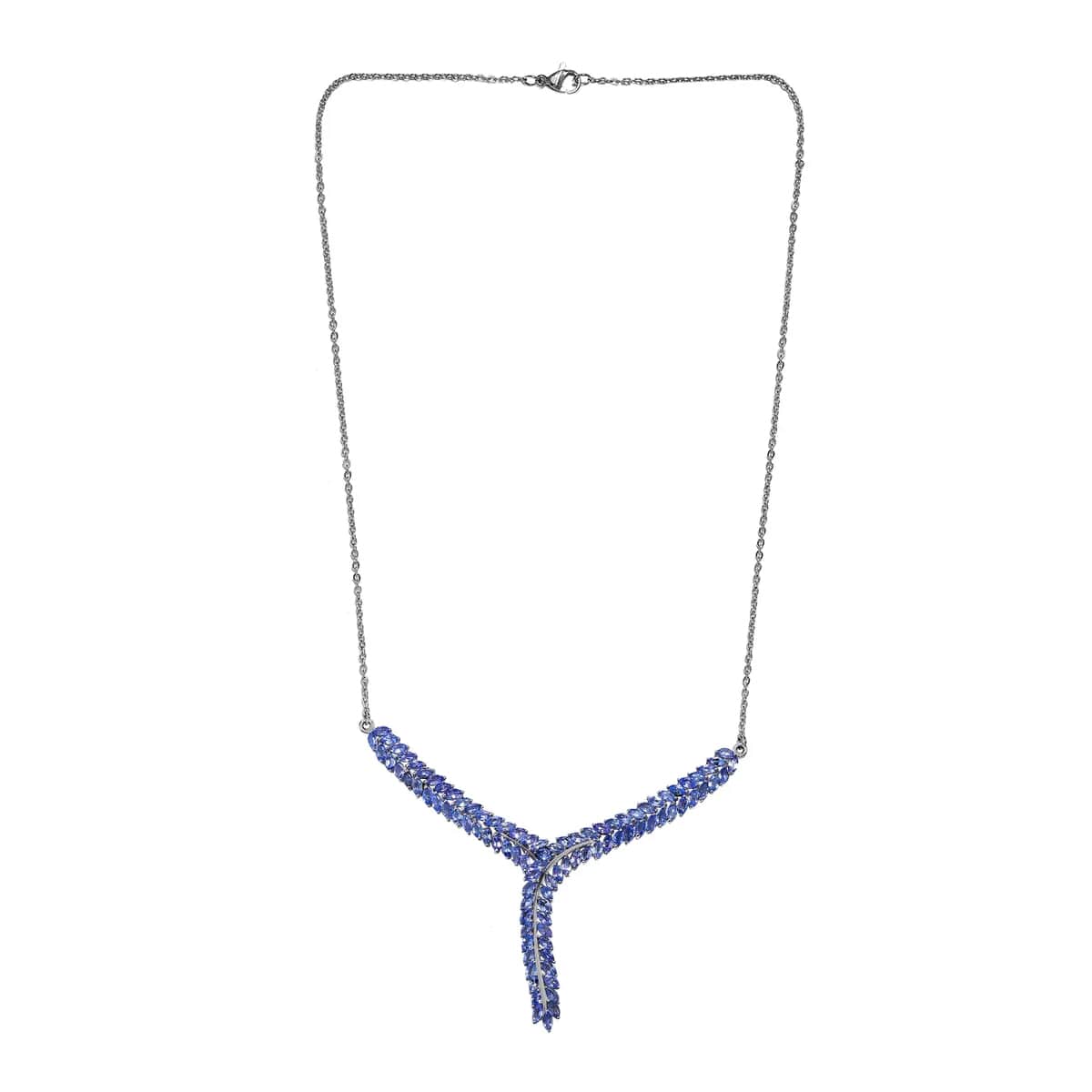Karis Tanzanite Y-Shaped Necklace, 18 Inch Necklace in Platinum Bond, Tanzanite Jewelry, Gifts For Her 7.25 ctw image number 4
