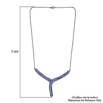 Karis Tanzanite Y-Shaped Necklace, 18 Inch Necklace in Platinum Bond, Tanzanite Jewelry, Gifts For Her 7.25 ctw