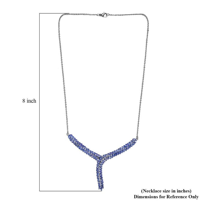 Karis Tanzanite Y-Shaped Necklace, 18 Inch Necklace in Platinum Bond, Tanzanite Jewelry, Gifts For Her 7.25 ctw