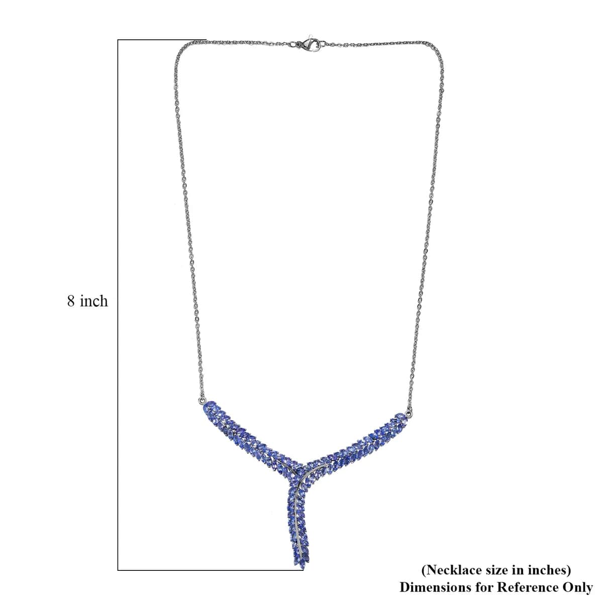 Karis Tanzanite Y-Shaped Necklace, 18 Inch Necklace in Platinum Bond, Tanzanite Jewelry, Gifts For Her 7.25 ctw image number 6