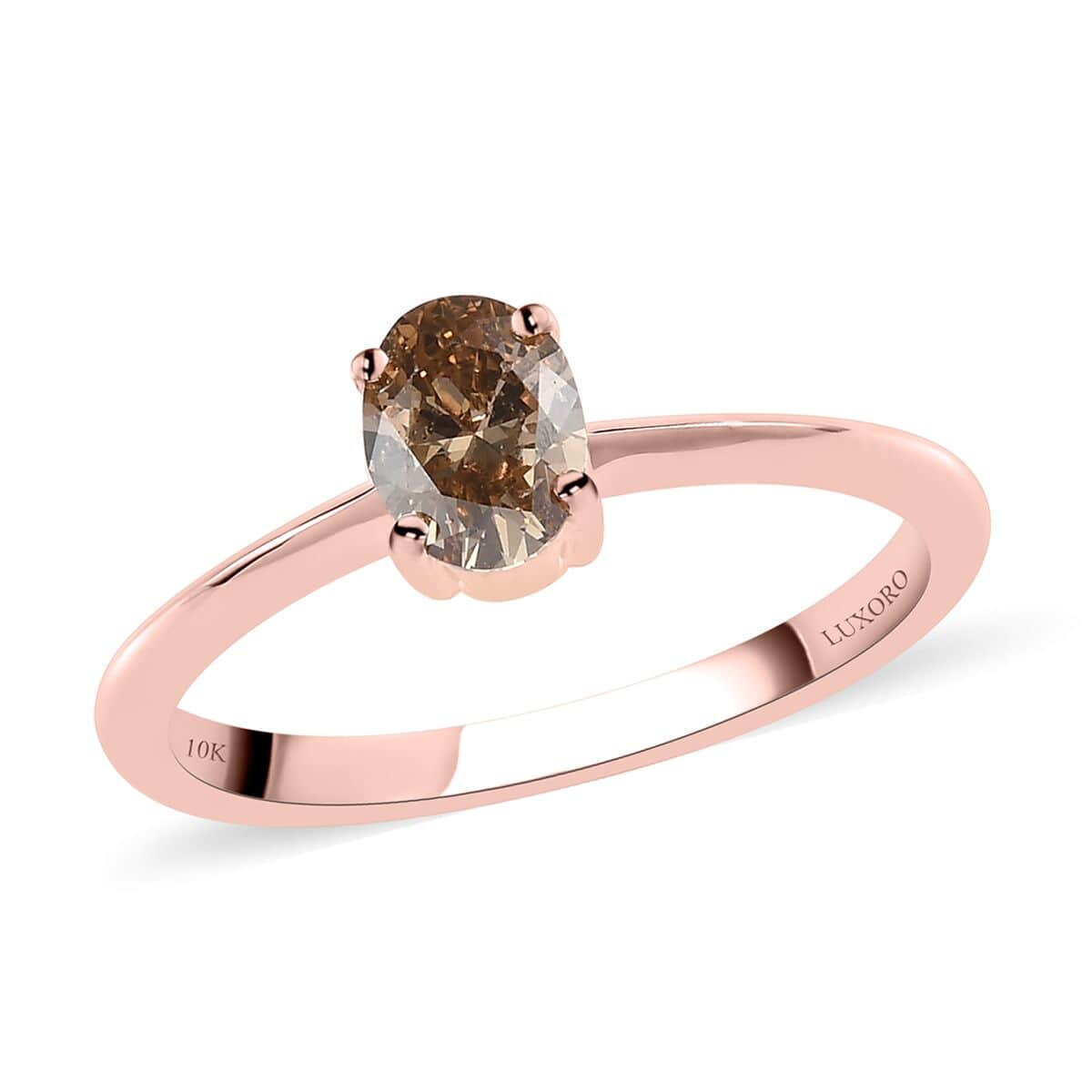 Luxoro 10K Rose Gold Natural Champagne Diamond Solitaire Ring (Size 6.0) 0.50 ctw image number 0