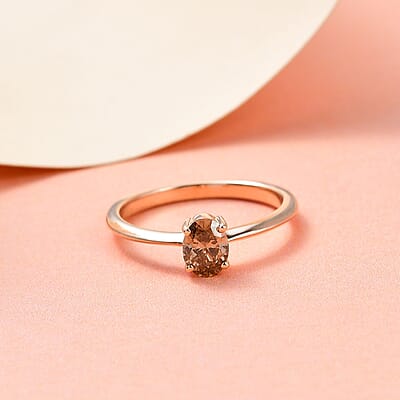 Luxoro 10K Rose Gold Natural Champagne Diamond Solitaire Ring (Size 6.0) 0.50 ctw