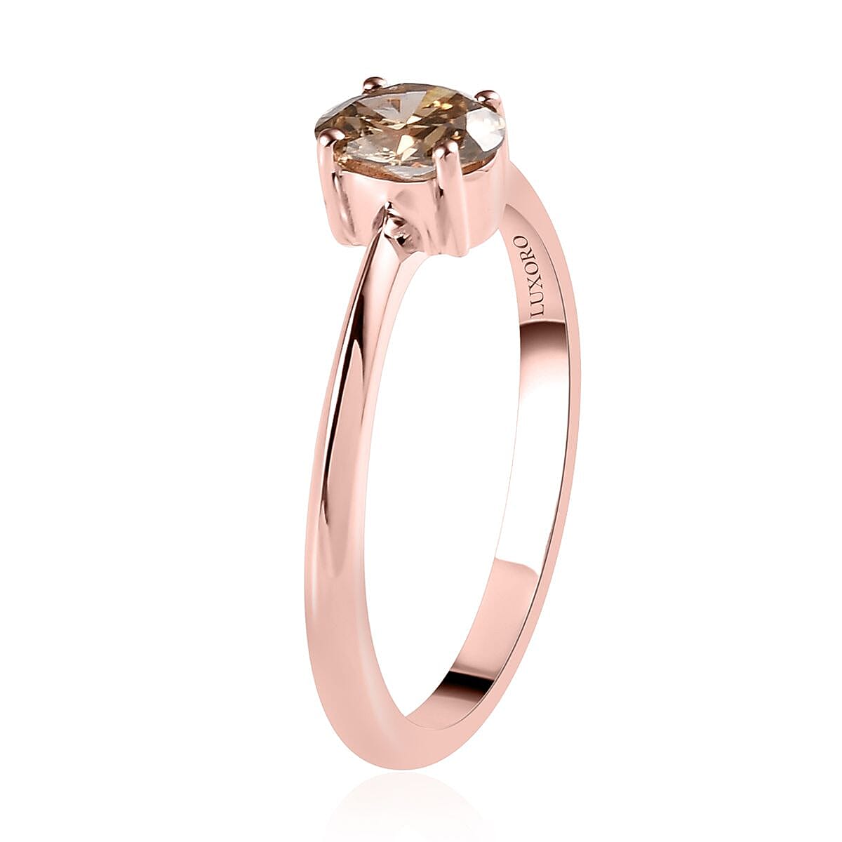 Luxoro 10K Rose Gold Natural Champagne Diamond Solitaire Ring (Size 6.0) 0.50 ctw