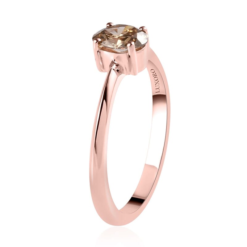 Luxoro 10K Rose Gold Natural Champagne Diamond Solitaire Ring (Size 6.0) 0.50 ctw