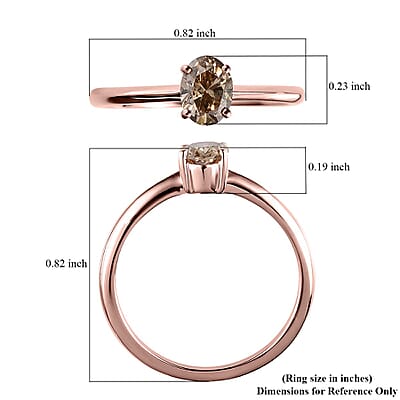 Luxoro 10K Rose Gold Natural Champagne Diamond Solitaire Ring (Size 6.0) 0.50 ctw