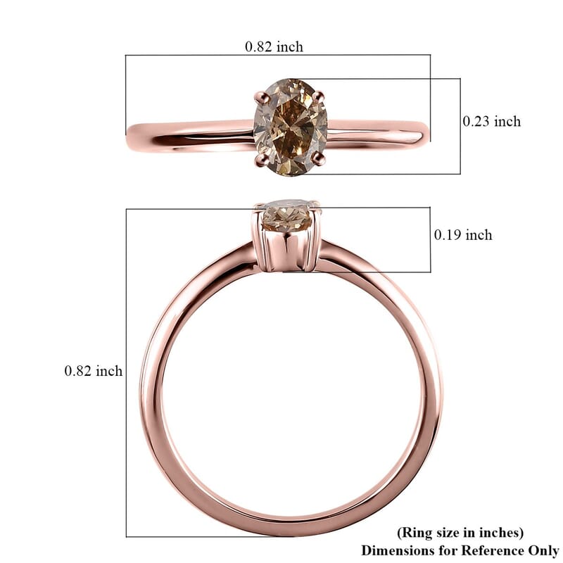 Luxoro 10K Rose Gold Natural Champagne Diamond Solitaire Ring (Size 6.0) 0.50 ctw