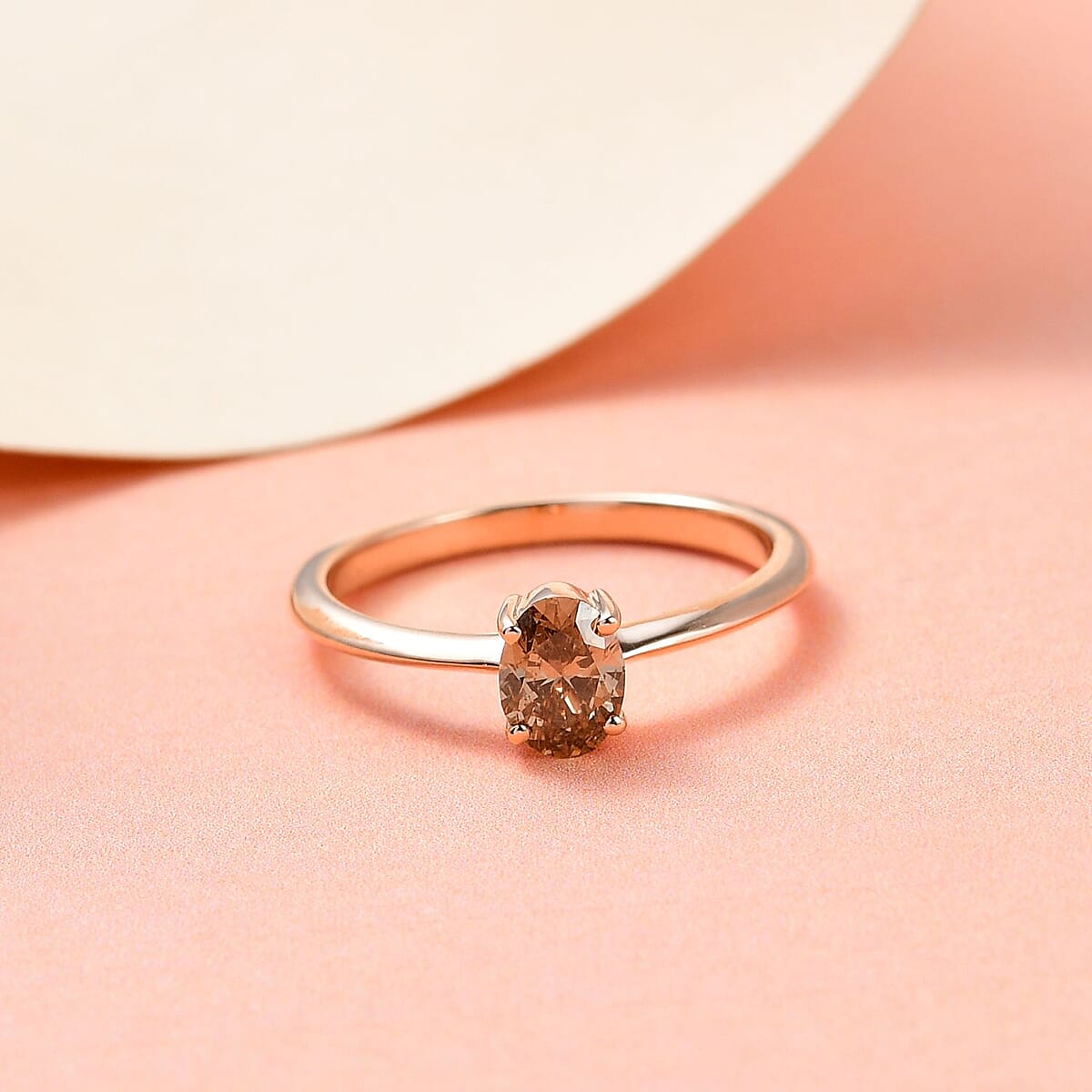 Luxoro 10K Rose Gold Natural Champagne Diamond Solitaire Ring (Size 8.0) 0.50 ctw image number 1