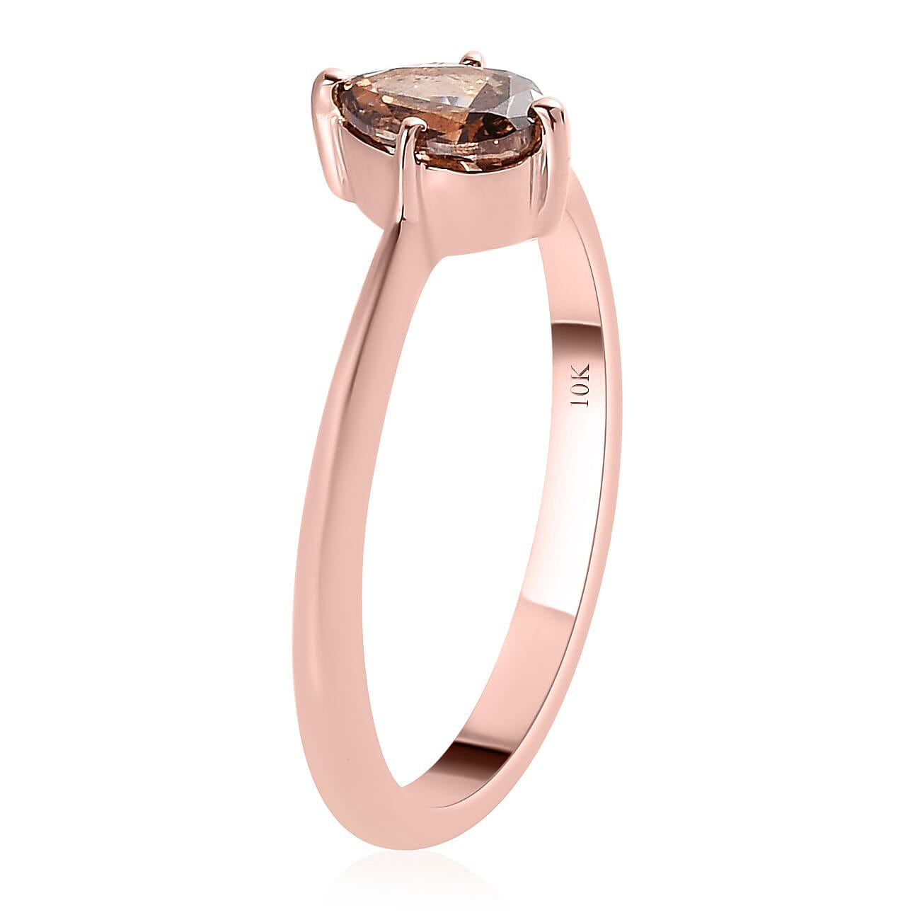 Luxoro Natural Champagne Diamond 0.50 ctw Solitaire Ring in 10K Rose Gold (Size 6.0)