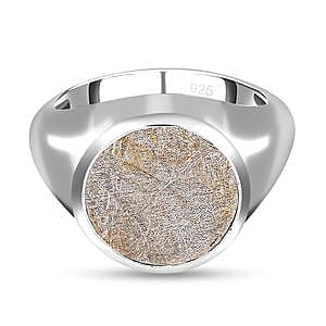 Meteorite 12.70 ctw Ring in Platinum Over Sterling Silver (Size 9)