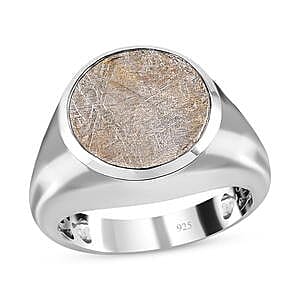 Meteorite 12.70 ctw Ring in Platinum Over Sterling Silver (Size 9)