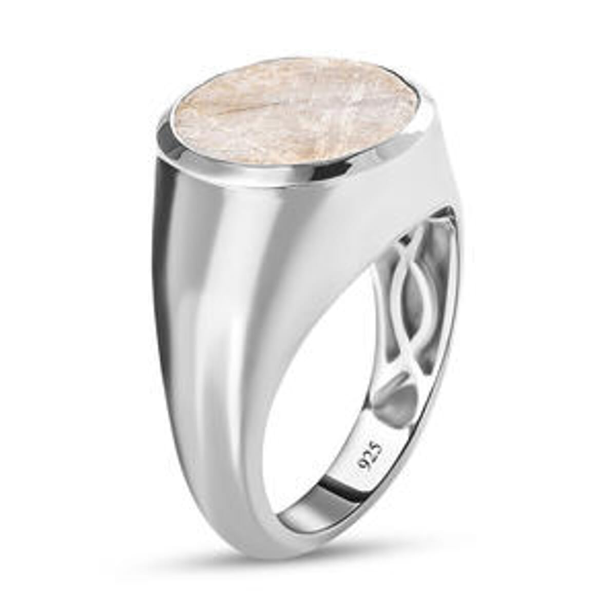 Meteorite 12.70 ctw Ring in Platinum Over Sterling Silver (Size 9) image number 4