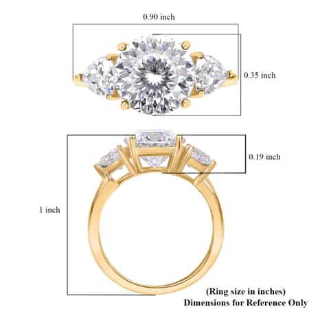 10K Yellow Gold 120 Facet Moissanite Trilogy Ring, 3 Stone Engagement Ring For Women, Promise Rings (Size 11.0) 4.40 ctw image number 6