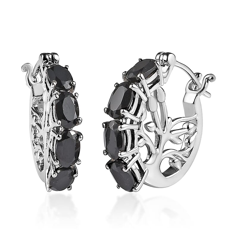 Karis Thai Black Spinel Earrings in Platinum Bond 3.50 ctw