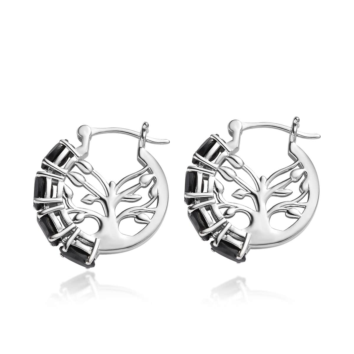 KARIS Natural Thai Black Spinel Earrings in Platinum Bond 3.50 ctw image number 3