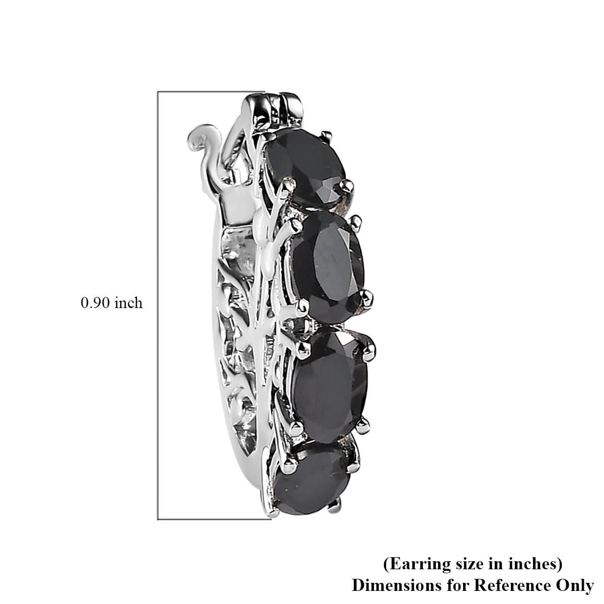 KARIS Natural Thai Black Spinel Earrings in Platinum Bond 3.50 ctw image number 4