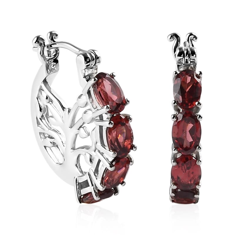 Karis Mozambique Garnet Hoop Earrings in Platinum Bond 4.25 ctw