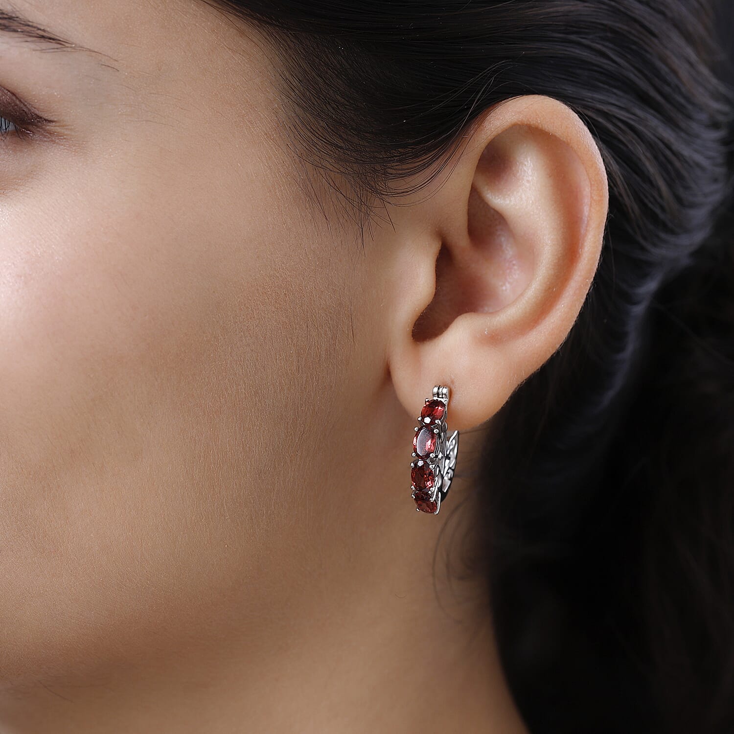Karis Mozambique Garnet Hoop Earrings in Platinum Bond 4.25 ctw