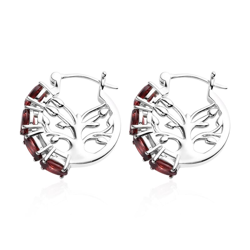 Karis Mozambique Garnet Hoop Earrings in Platinum Bond 4.25 ctw