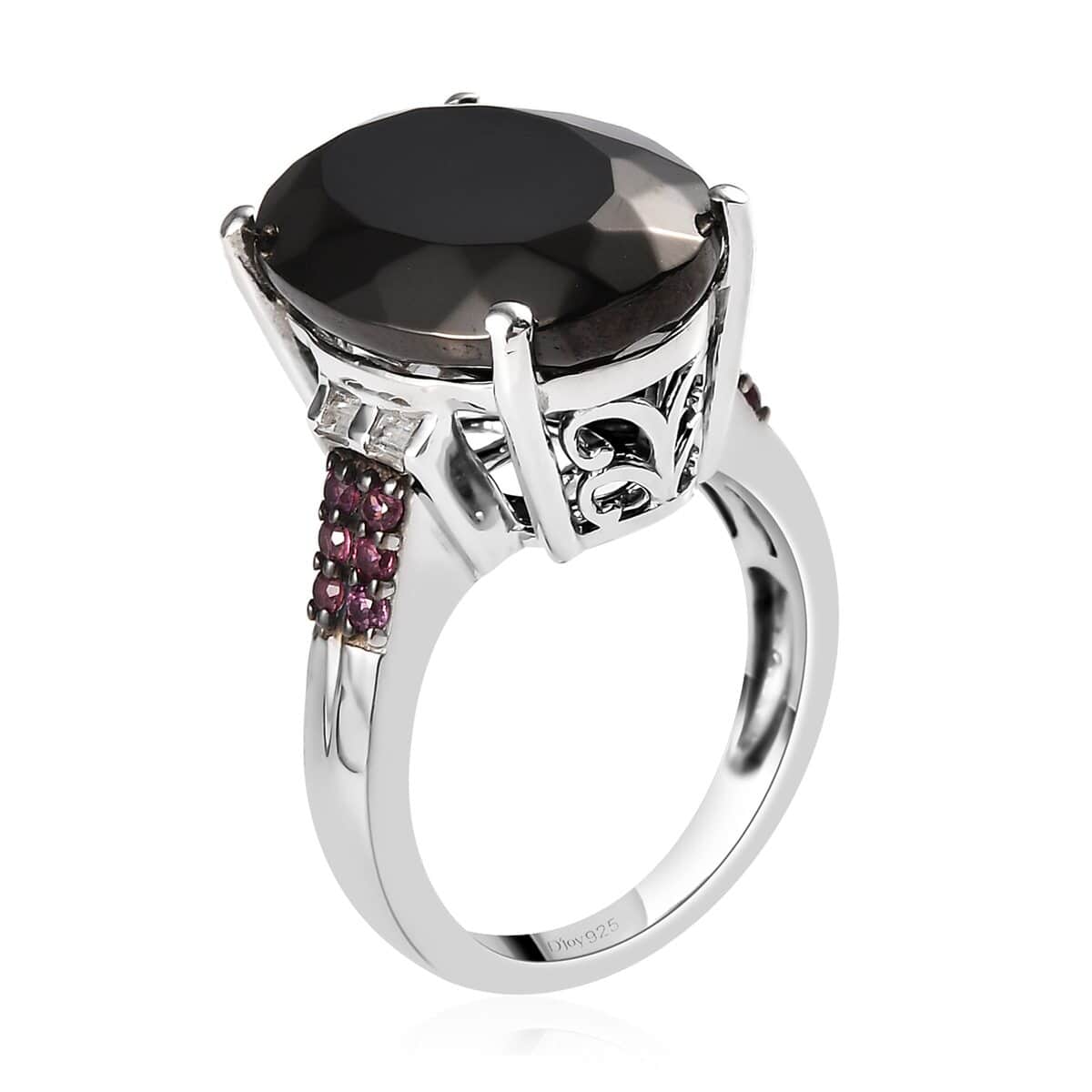 Elite Shungite and Multi Gemstone Ring in Platinum Over Sterling Silver 6.50 ctw image number 3