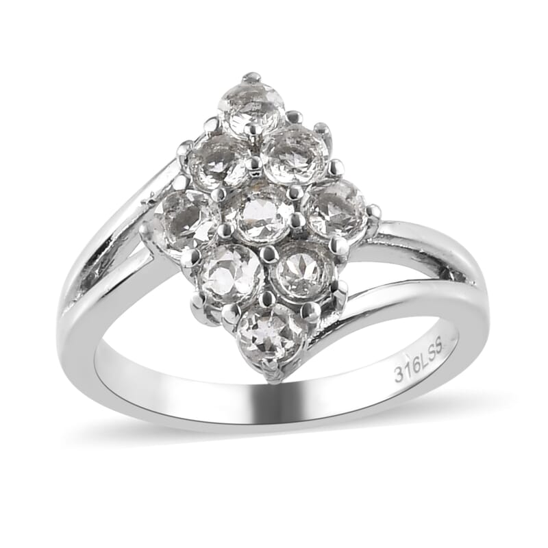 Brazilian Petalite Elongated Ring in Stainless Steel (Size 10.0) 0.85 ctw | Tarnish-Free, Waterproof, Sweat Proof Jewelry
