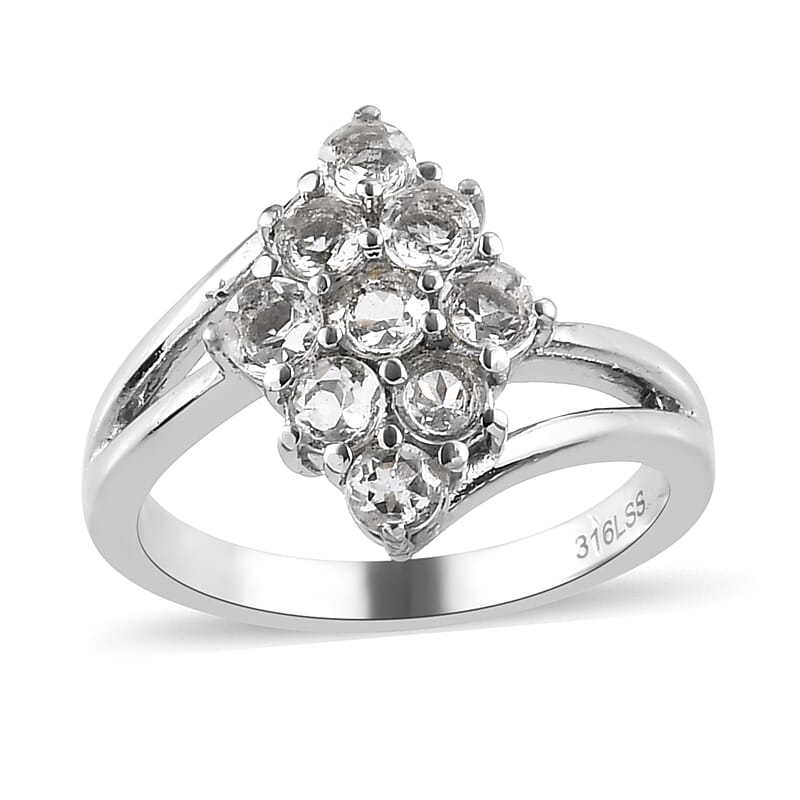 Brazilian Petalite Elongated Ring in Stainless Steel (Size 10.0) 0.85 ctw | Tarnish-Free, Waterproof, Sweat Proof Jewelry