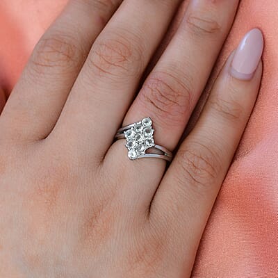 Brazilian Petalite Elongated Ring in Stainless Steel (Size 10.0) 0.85 ctw | Tarnish-Free, Waterproof, Sweat Proof Jewelry