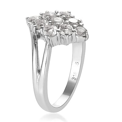 Brazilian Petalite Elongated Ring in Stainless Steel (Size 10.0) 0.85 ctw | Tarnish-Free, Waterproof, Sweat Proof Jewelry