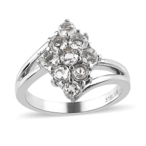 Brazilian Petalite Elongated Ring in Stainless Steel (Size 7.0) 0.85 ctw | Tarnish-Free, Waterproof, Sweat Proof Jewelry