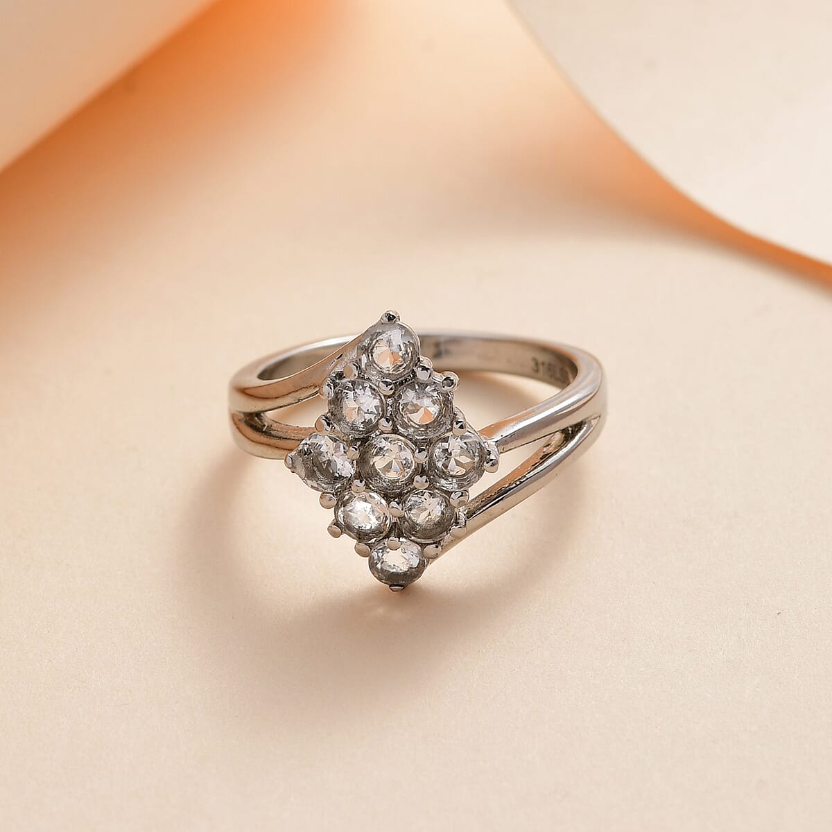 Brazilian Petalite Elongated Ring in Stainless Steel (Size 7.0) 0.85 ctw | Tarnish-Free, Waterproof, Sweat Proof Jewelry image number 1