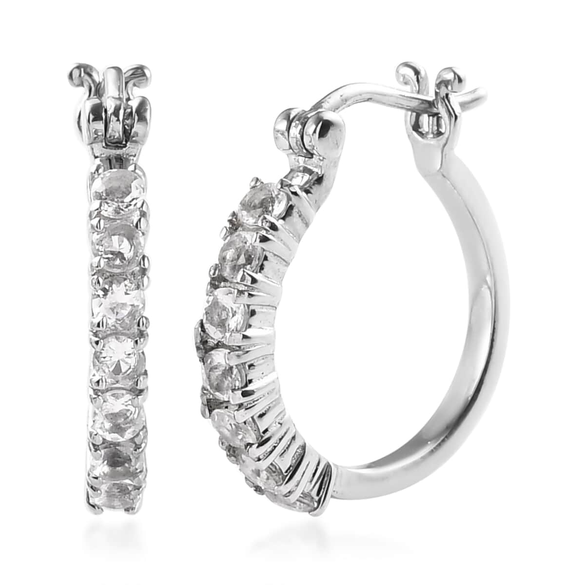 Brazilian Petalite Hoop Earrings in Stainless Steel 1.00 ctw , Tarnish-Free, Waterproof, Sweat Proof Jewelry image number 0