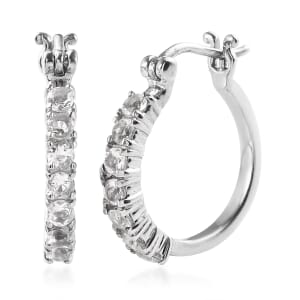 Brazilian Petalite Hoop Earrings in Stainless Steel 1.00 ctw , Tarnish-Free, Waterproof, Sweat Proof Jewelry