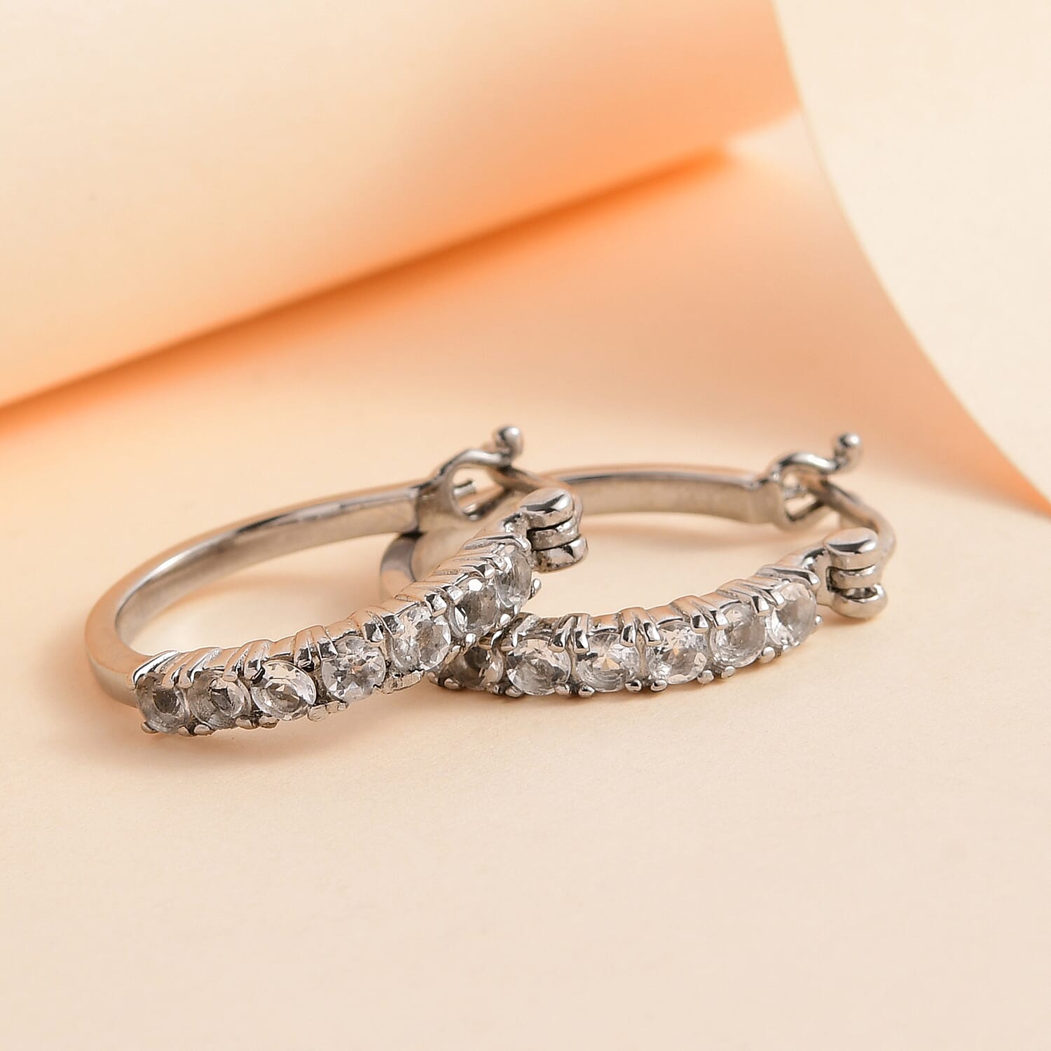 Brazilian Petalite Hoop Earrings in Stainless Steel 1.00 ctw , Tarnish-Free, Waterproof, Sweat Proof Jewelry