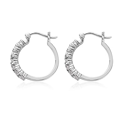 Brazilian Petalite Hoop Earrings in Stainless Steel 1.00 ctw , Tarnish-Free, Waterproof, Sweat Proof Jewelry