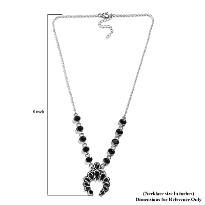 Artisan Crafted Elite Shungite Squash Blossom Necklace 18 Inches in Sterling Silver 8.35 ctw