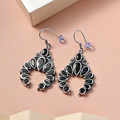 Artisan Crafted Elite Shungite American West Earrings in Sterling Silver 6.30 ctw