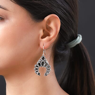 Artisan Crafted Elite Shungite American West Earrings in Sterling Silver 6.30 ctw