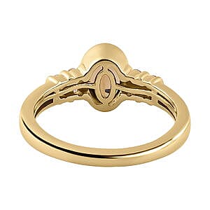 Natural Golden Tanzanite and White Zircon 1.02 ctw Ring in Vermeil Yellow Gold Over Sterling Silver (Size 10)