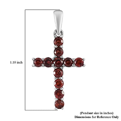Mozambique Garnet Cross Pendant in Stainless Steel 1.25 ctw