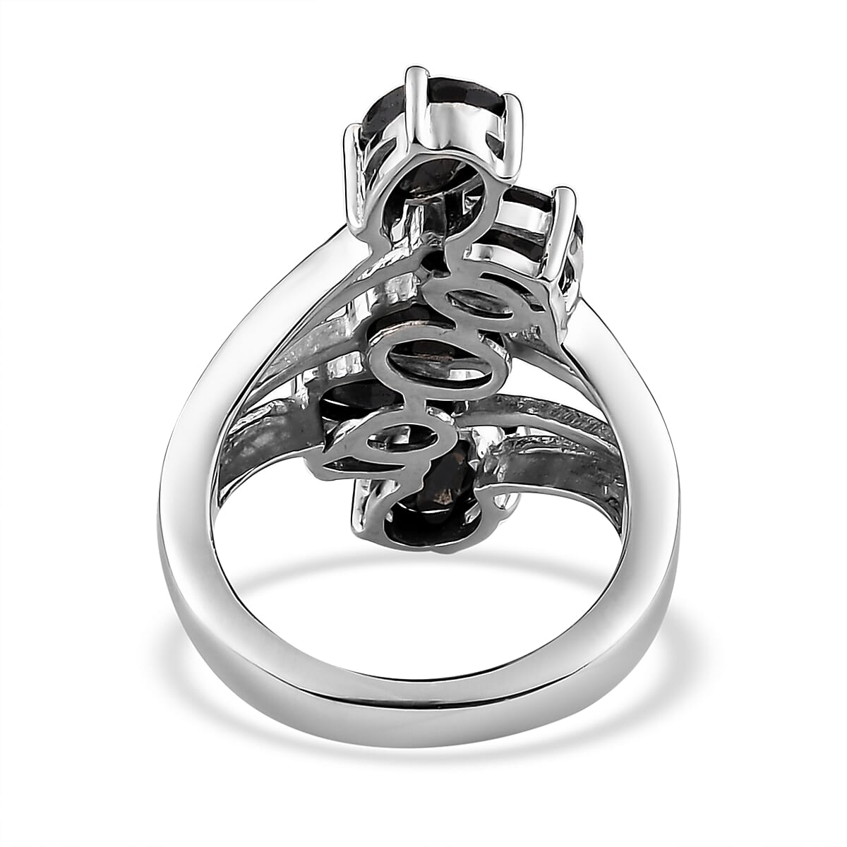 Australian Midnight Sapphire 5 Stone Ring in Platinum Over Sterling Silver (Size 10.0) 5.40 ctw