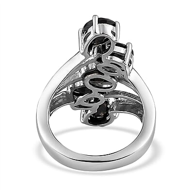 Australian Midnight Sapphire 5 Stone Ring in Platinum Over Sterling Silver (Size 10.0) 5.40 ctw