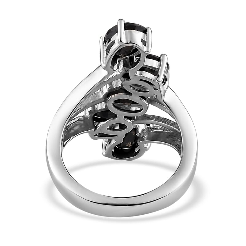 Australian Midnight Sapphire 5 Stone Ring in Platinum Over Sterling Silver (Size 10.0) 5.40 ctw