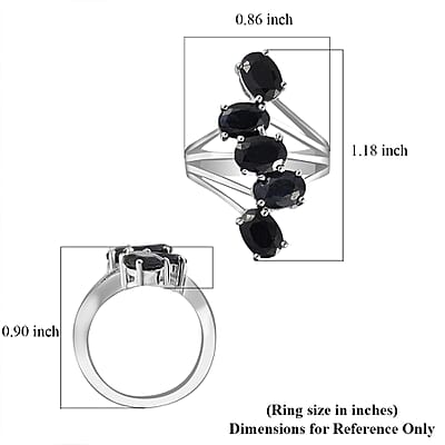 Australian Midnight Sapphire 5 Stone Ring in Platinum Over Sterling Silver (Size 10.0) 5.40 ctw