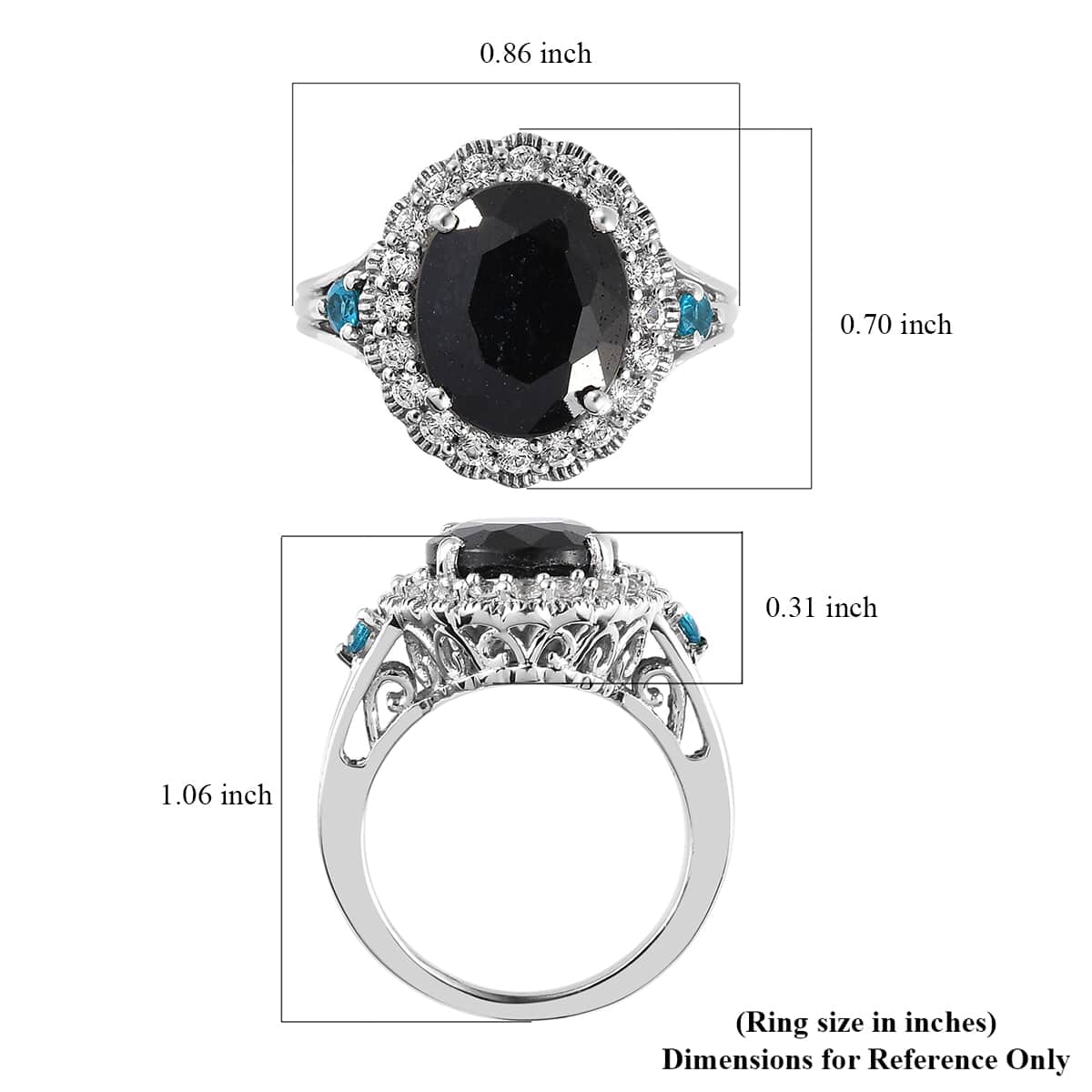Australian Black Sapphire and Multi Gemstone Ring in Platinum Over Sterling Silver 6.70 ctw image number 5