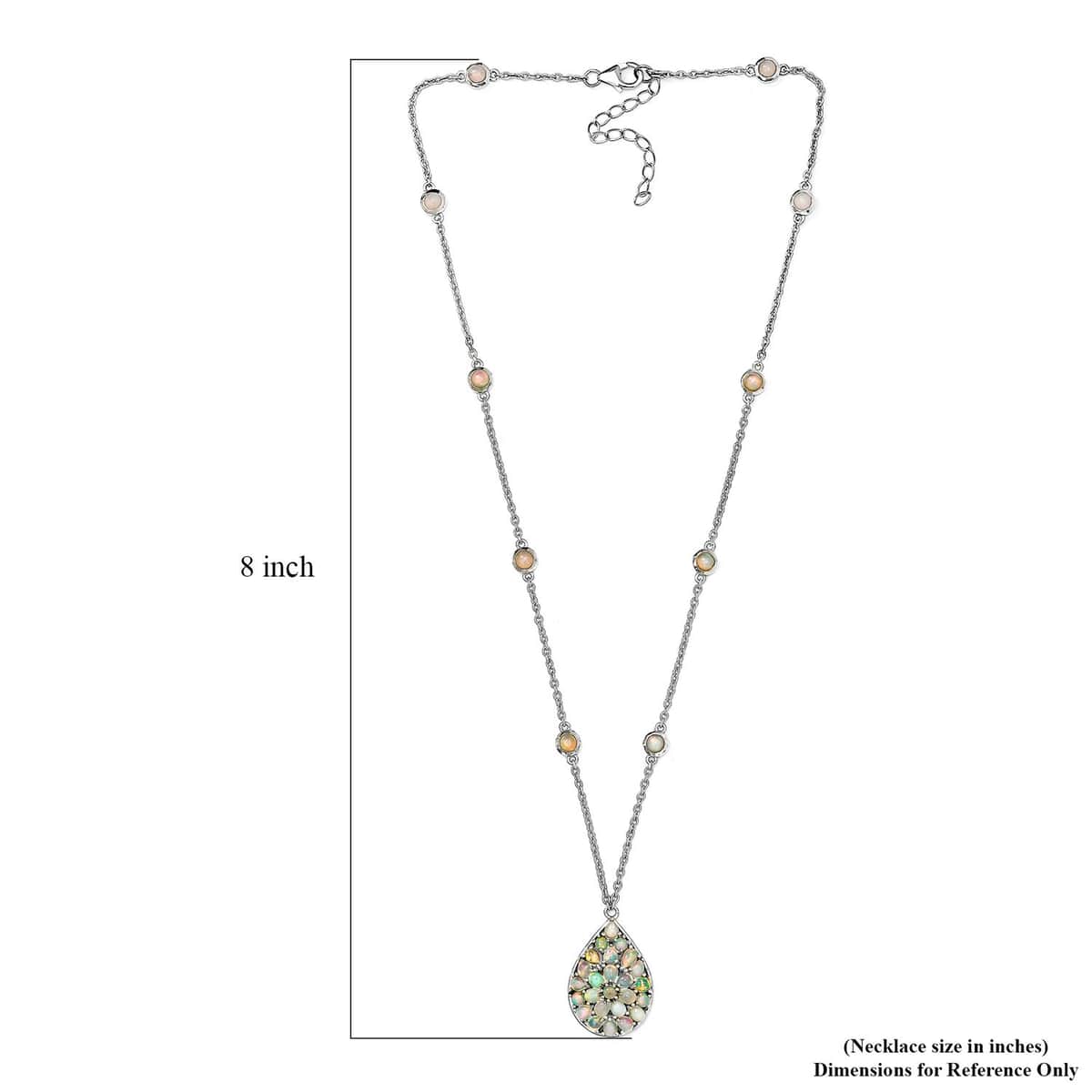 Premium Ethiopian Welo Opal Drop Necklace 18 Inches in Platinum Over Sterling Silver 4.25 ctw image number 5